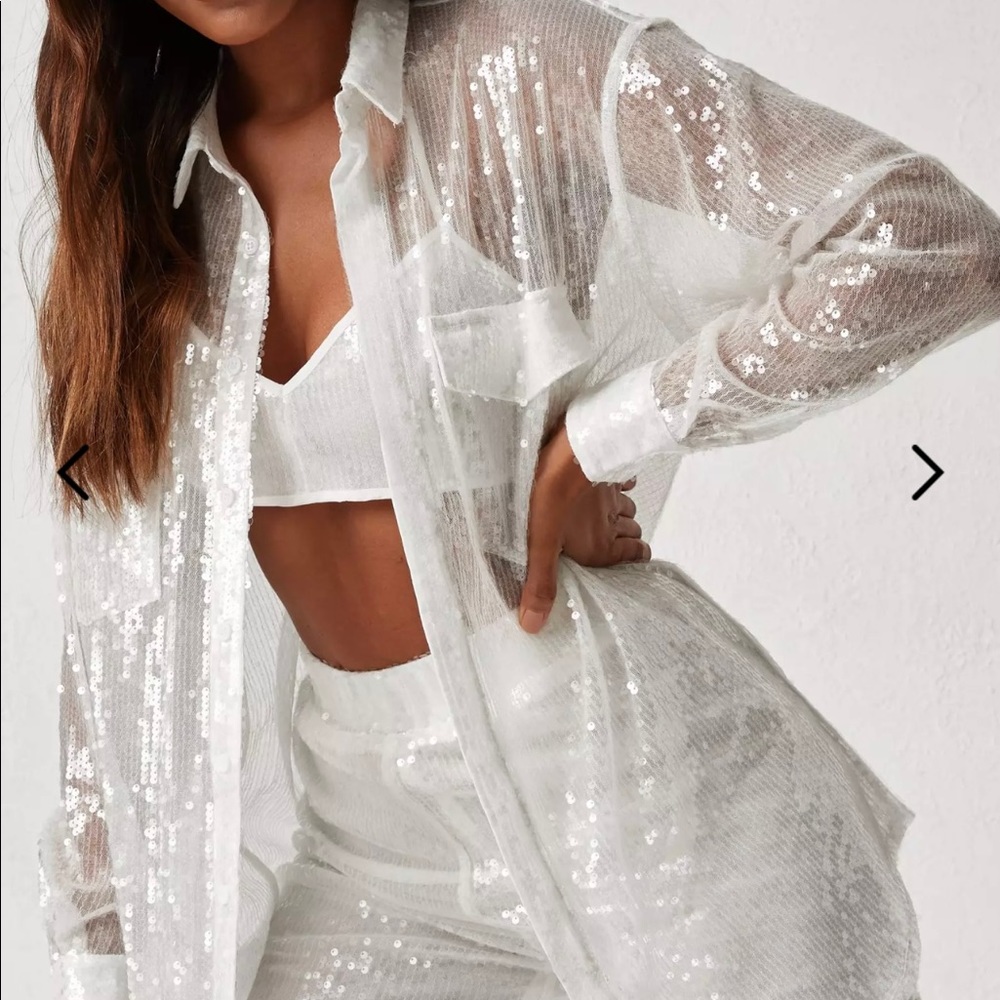 Dani Michelle x Misguided Long Sleeve Sequin Top